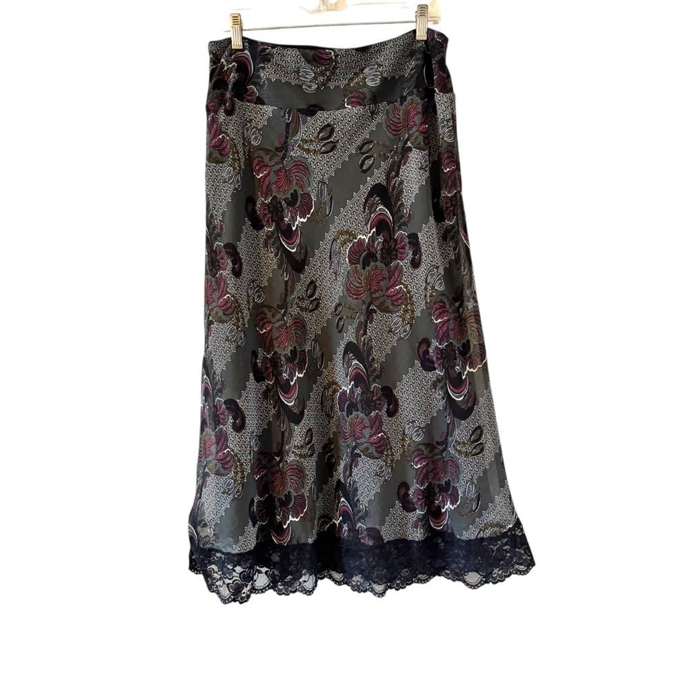 Dimri Skirt Midi M Lettuce Hem Mesh Lined Floral Whimsigoth Forest Fairy Y2K